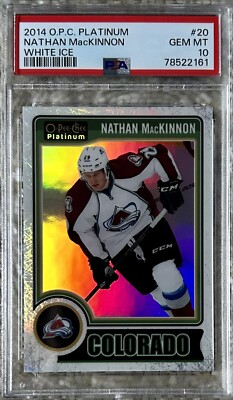 2014 OPC PLATINUM WHITE ICE /199 NATHAN MACKINNON PSA 10 1ST YEAR OPC POP 2