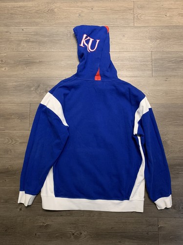 Kansas Jayhawks Hoodie Men L Blue Adidas Team Issue Performance Pullover Y2K - Picture 5 of 7