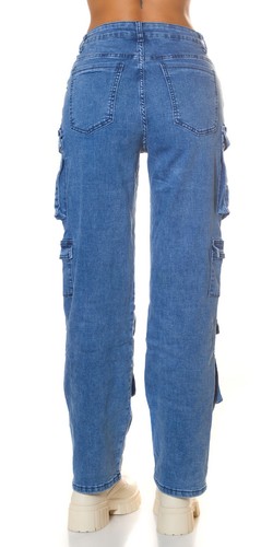 Koucla Jeans Damen High Waist Cargo Style Jeans Jeanshose Milax-Fashion - Bild 5 von 8
