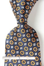 Classic Polka Dot Yellow Blue Silver JACQUARD WOVEN 100 Silk Men's Necktie Tie