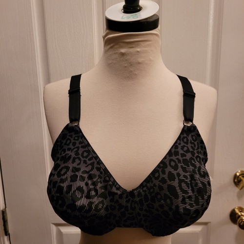 Olga Bra Black Lace Cheetah Animal Print Size 38D 38 D Unpadded - Picture 2 of 9