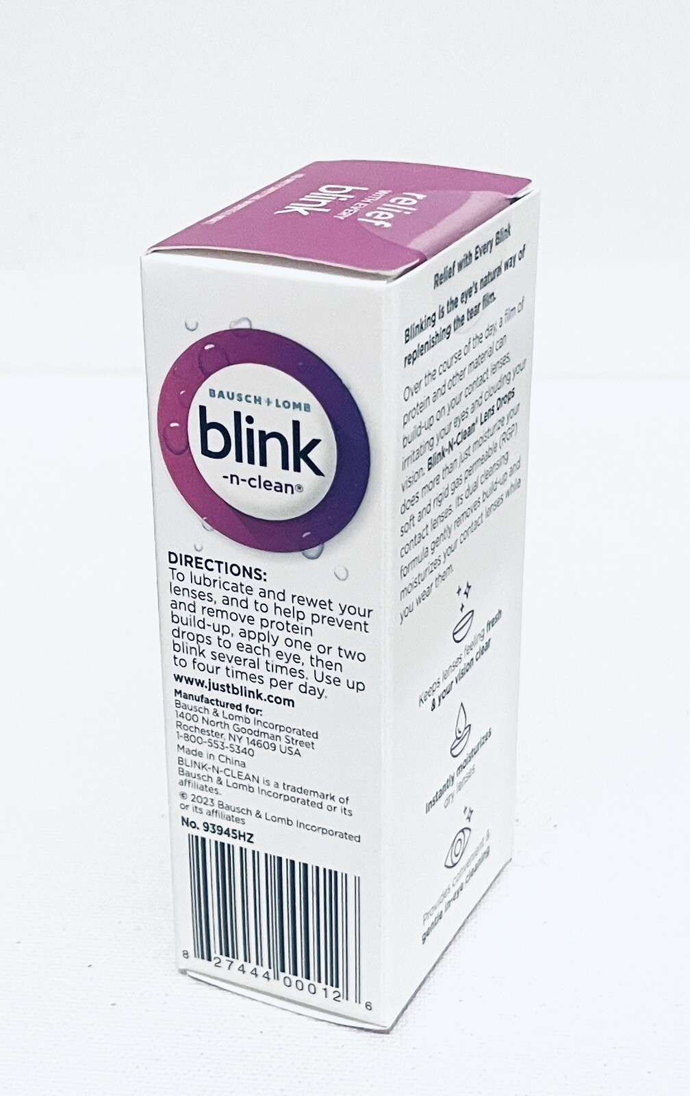 Blink N Clean Lens Drops For Soft & Rgp Lenses 0.5 Fluid Ounces Exp 01/2027