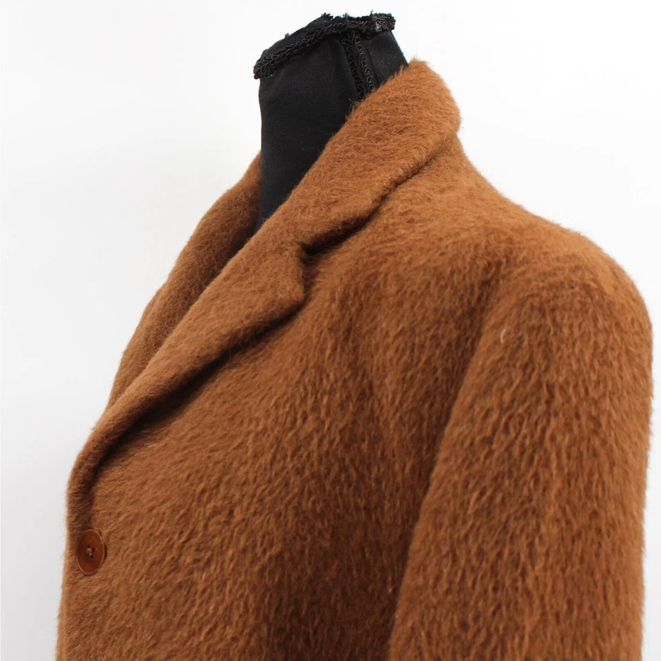 Ralph Lauren Purple Label Coat Alpaca Wool Blend Brown Midi Over Coat Size 4 - Image 3 of 4