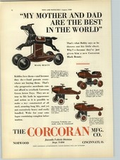 1930 PAPER AD Corcoran Red Eagle Hawk Bird Pedal Car Airplane Black Beauty