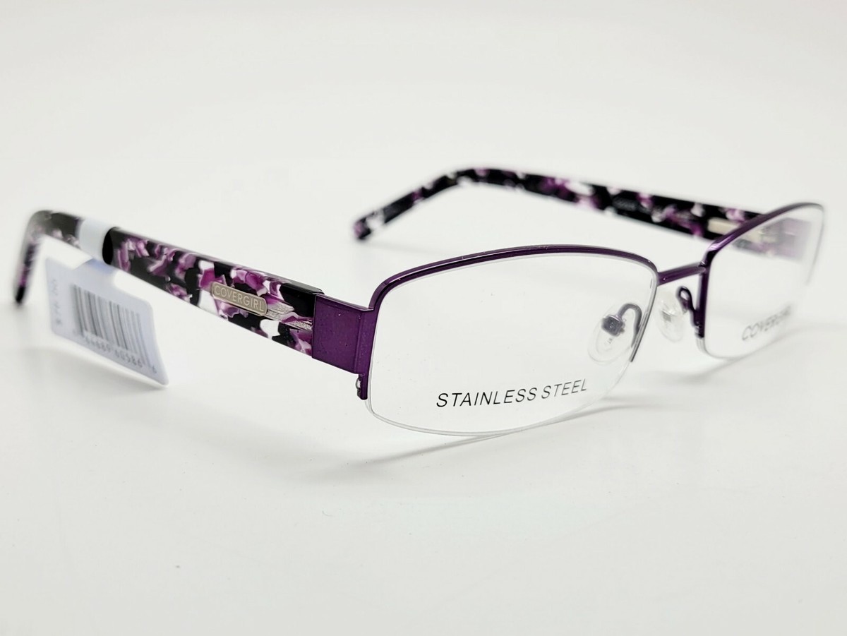 Covergirl CG0826 Violet Eyeglasses Frames 54-17-135 NWT Frames Only New Covergirl Purple Metal Rectangular Half Rim Glasses  main image 4