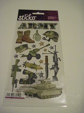 Stickers Crafts Sticko Army Boots Weapons Tank Helmet Grenade Knife Dc
