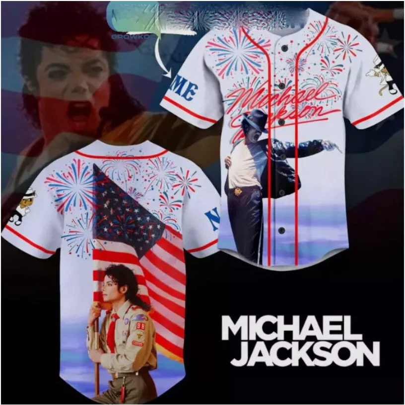 Personalized Michael Jackson Baseball Jersey 3D Shirt King Of Pop Gift All Size