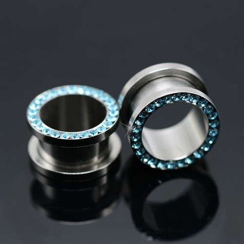 Ear Plugs Piercing Jewelry Piercing Expander Punk Simple Crystal Hollow K - Picture 11 of 17