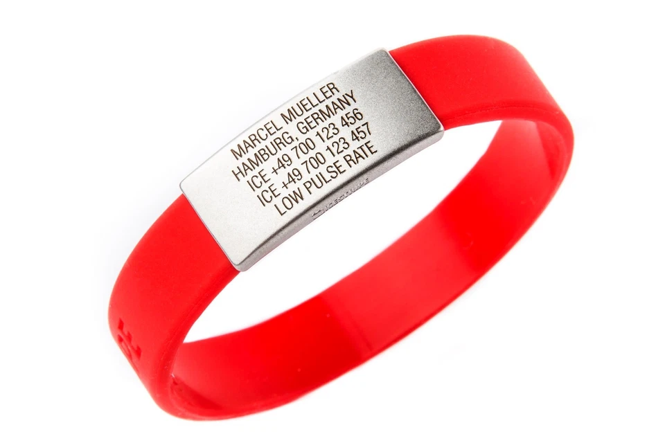 Pulsera ICEstripe Delgada Alerta Médica ID Silicona con Grabado Personalizado Gratis Hombres Foto 4 de 4