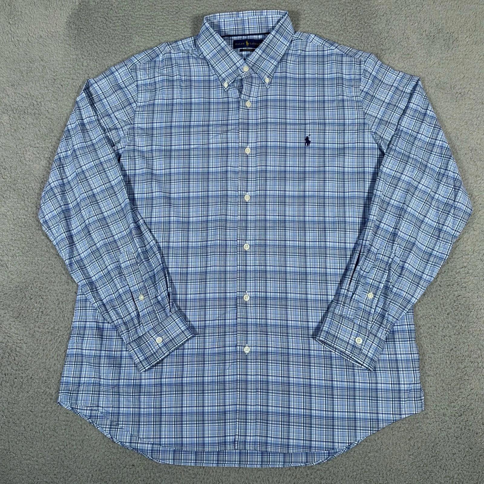 Polo Ralph Lauren Shirt Mens XL Blue Plaid Performance Button Down Casual Pony