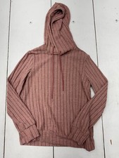 Shein Rose/Red Ribbed Pullover Light Weight Hoodie Womens Size Medium
