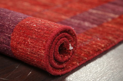 Red Geometric Gabbeh Oriental Rug 3x5 Hand-knotted Wool Decorative Carpet - Picture 14 of 17