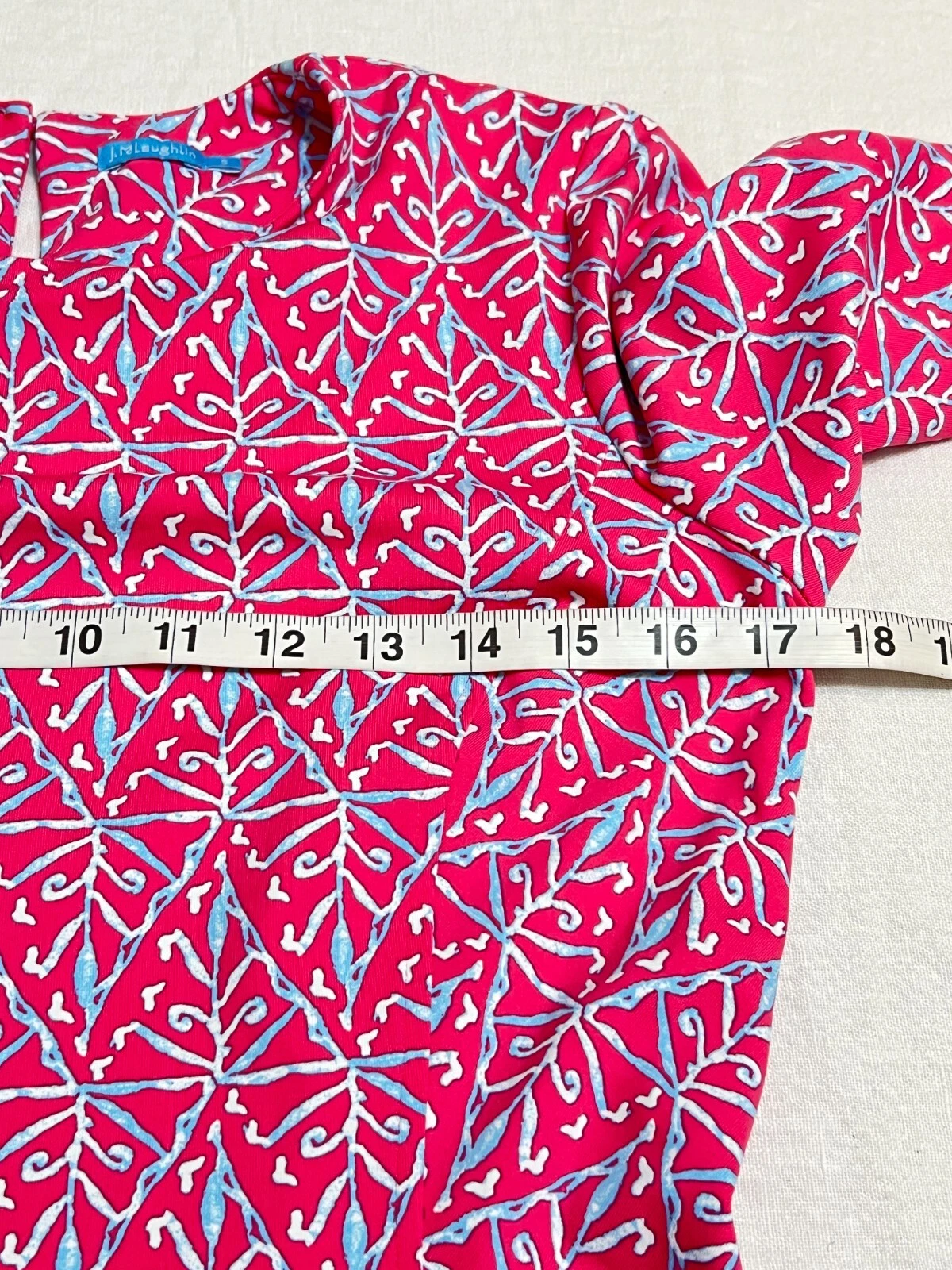 VETEMENTS Abito tubino donna J. McLaughlin rosa blu stampa geometrica taglia small tasche