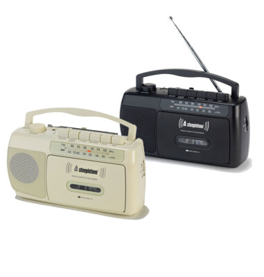 Steepletone tragbares MW/FM Radio Band Kassetten Abspielgerät Recorder integriertes Mikrofon NEU