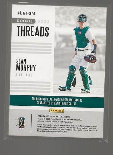 2020 Panini Absolute Rookie Threads Sean Murphy RC Oakland Athletics #RT-SM - Foto 2 di 2