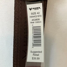 Hawx Work Gear Belt Mens Size 42 Brown Leather