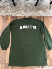 Misguided Manhattan Green Jumper Sweater Dress Sz 10 Loungewear Nightshirt Cosy