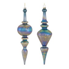 Irredescent Glass Finial Drop Ornament Set of 6 