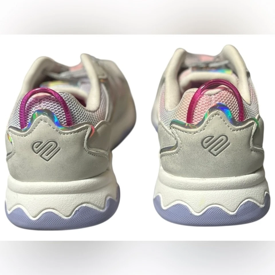 Justice Shimmer No Tie Athletic White Sneakers Size 3 Back To School Athleisure - Image 4 of 4