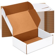 10x7x3 inch Shipping Boxes Set of 25, White Corrugated Cardboard Box Literatu...