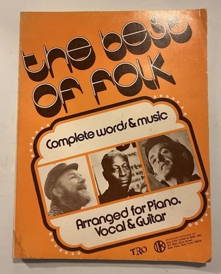 The Best Of Folk Book-Sheet Music-Piano Guitar Vocal-Paperback-Vtg 1972-Seeger