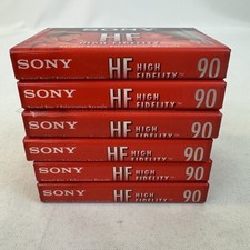 Lot of 6 Sony HF 90 Min Blank Audio Cassette Tapes Sealed NOS High Fidelity