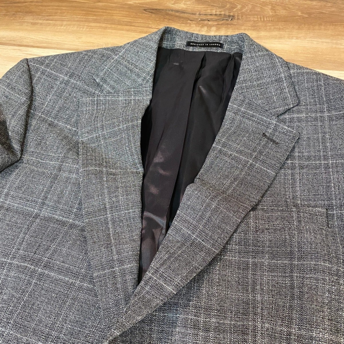 Reiss Sport Coat Mens 38 Lafite B SB Grey Texture Glen Check 