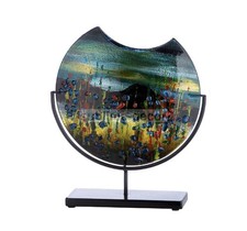 Enorme vaso 38 cm Murano lussuoso pianeta spaziale arte vetro su supporto metallo