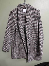 Old Navy Wool Houndstooth Coat / Jacket red/ black Size Small