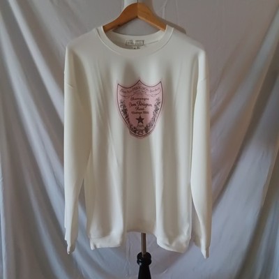 Dom Perignon Cream Sweatshirt Champagne Women's XL Rose Logo Soft Toss Drinking