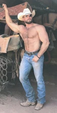 Male Model Photo Print Muscular Handsome Jock Cowboy Shirtless Hunk Abs -UU793