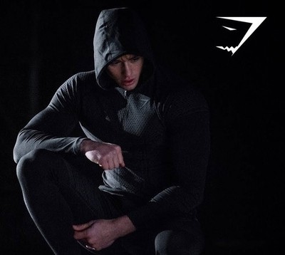 トップス  onyx v3 black hoodie RARE OG Gymshark Onyx V3 Compression Hoodie Black Onyx ✓ DAVID LAID
