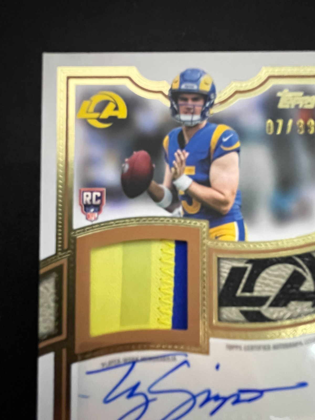 Ty Simpson 2026 Topps Flagship Football RPA Rookie Patch Auto /99 Rams ARP-TS view 6