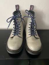 Dr. Martens Junior Silver Sparkle Rays Leather Lace Up Boot 1460J Girl s Sz 3