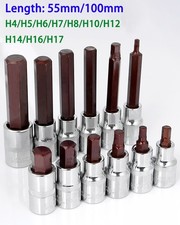 4mm-17mm Hex Socket Wrench Metric Allen Socket Hex Bit 1/2" Drive Size Optional