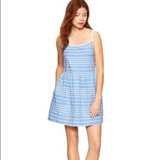Gap Fit & Flare Striped Dress in Barclay Blue  Size 8