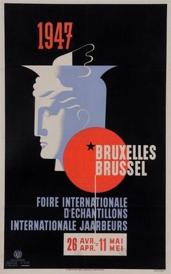 Original Vintage Belgian Poster Bruxelles Foire Internationale, Leo Marfurt 1947