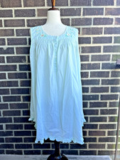 VTG 90s Gingham Embroidered Granny Country Prairie Nightgown Nightie XL