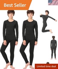 Ultra-Soft Boys' Thermal Underwear Set - Fleece Lined Moisture-Wicking, Large