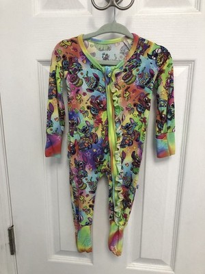 Bubbas Bamboo Stitch Rainbow Tie Dye Long Sleeve Footie Zip Pajama 3M Disney