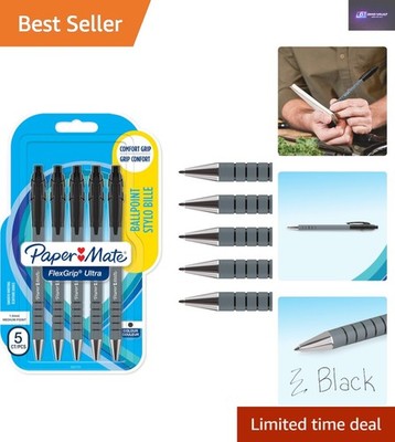 Flexgrip Ultra Druckkugelschreiber - 5er Pack, Mittlere Spitze 1,0 mm, Schwarz
