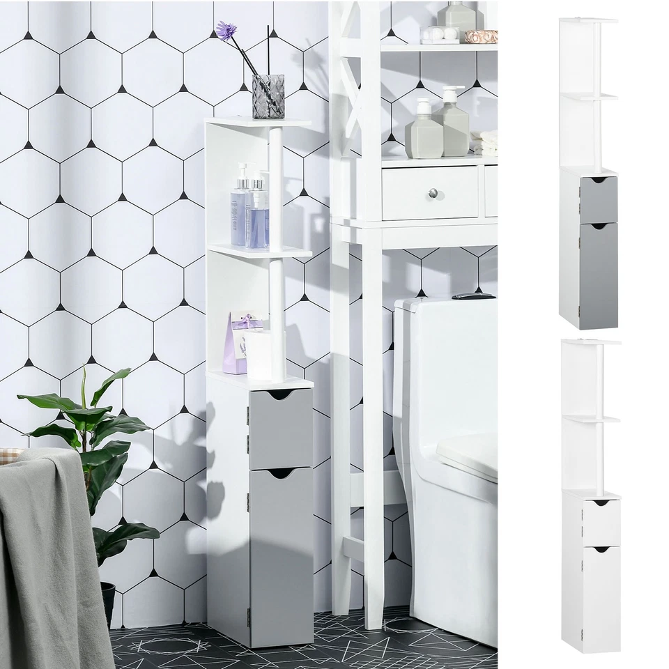 kleankin Tall Bathroom Storage Cabinet with Open Shelves