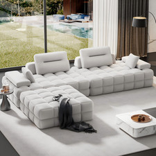 132'' Modular Sectional Sofa Couch with Deep Seat L-Shape Couch for Living Room