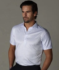 NWT Collars and Co Men's Size Small Semi-Spread Collar Polo Thin Blue Check $86