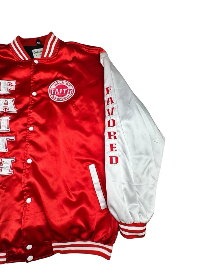 Chaqueta Walk In Faith roja satinada con botones para hombre 5XL manga cosida muy favorecida Foto 3 de 4