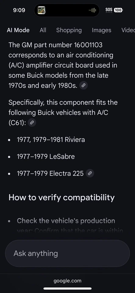 New OEM 16001103 GM Buick  A/C Amplifier Board 1977-79 Riviera LeSabre Electra - Image 2 of 4