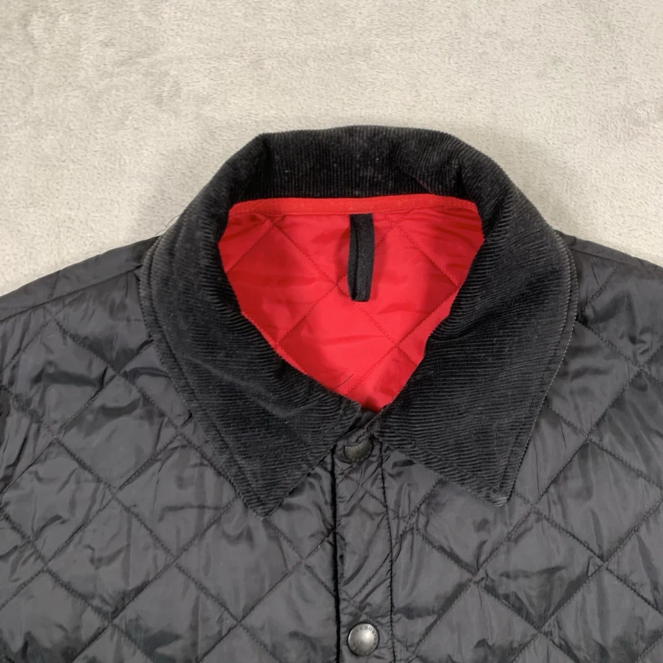 Chaqueta Barbour Para Hombre Mediana Negra Acolchada Acolchada Acanalada Liddesdale Chelsea Caza Foto 2 de 4