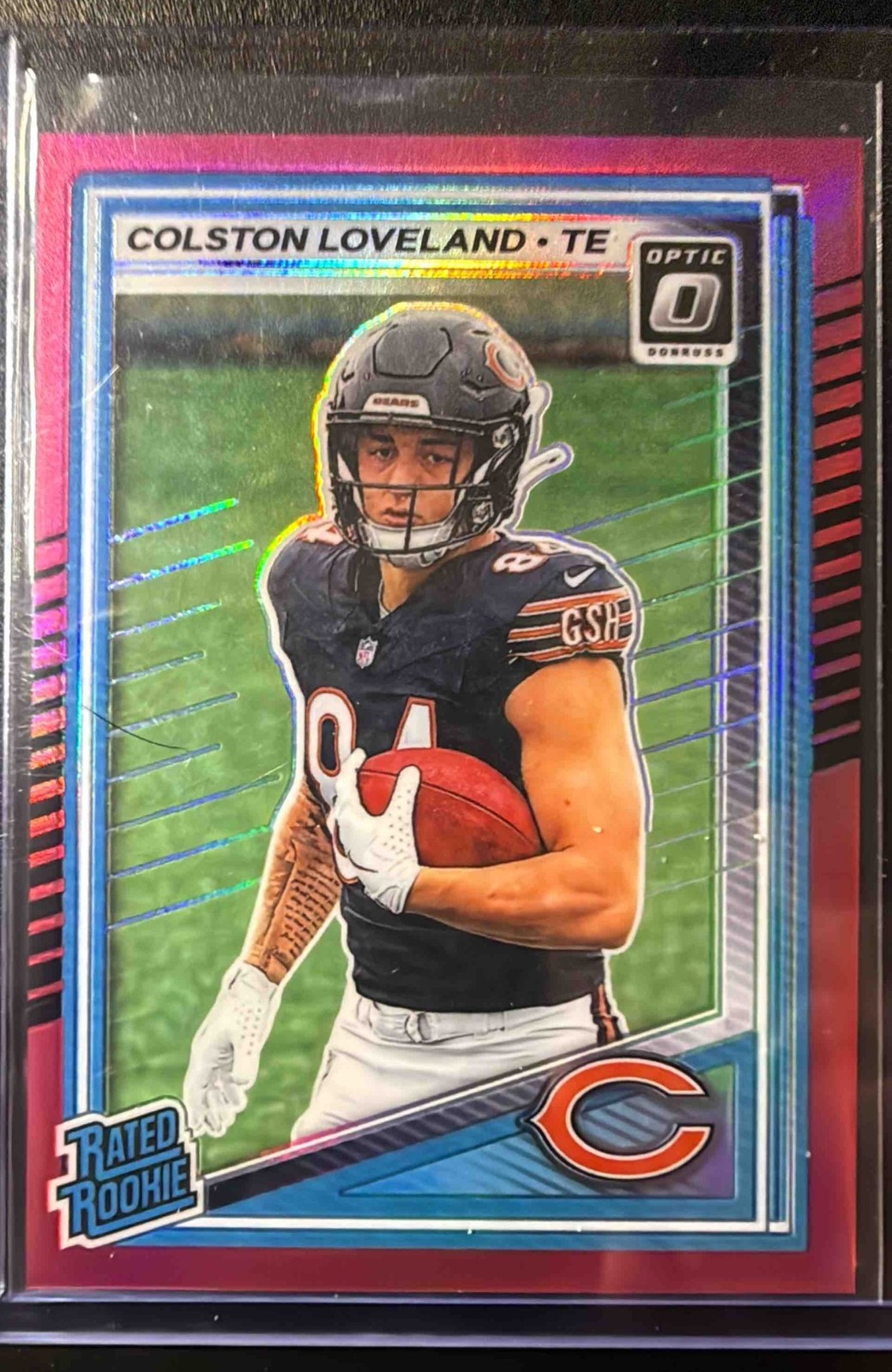 2025 Panini Donruss Optic Colston Loveland #204 Rated Rookie Red Mojo Prizm