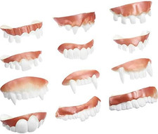 12 Pieces Fake Teeth Vampire Teeth Halloween Gnarly Fangs Ugly Prank Gag False F