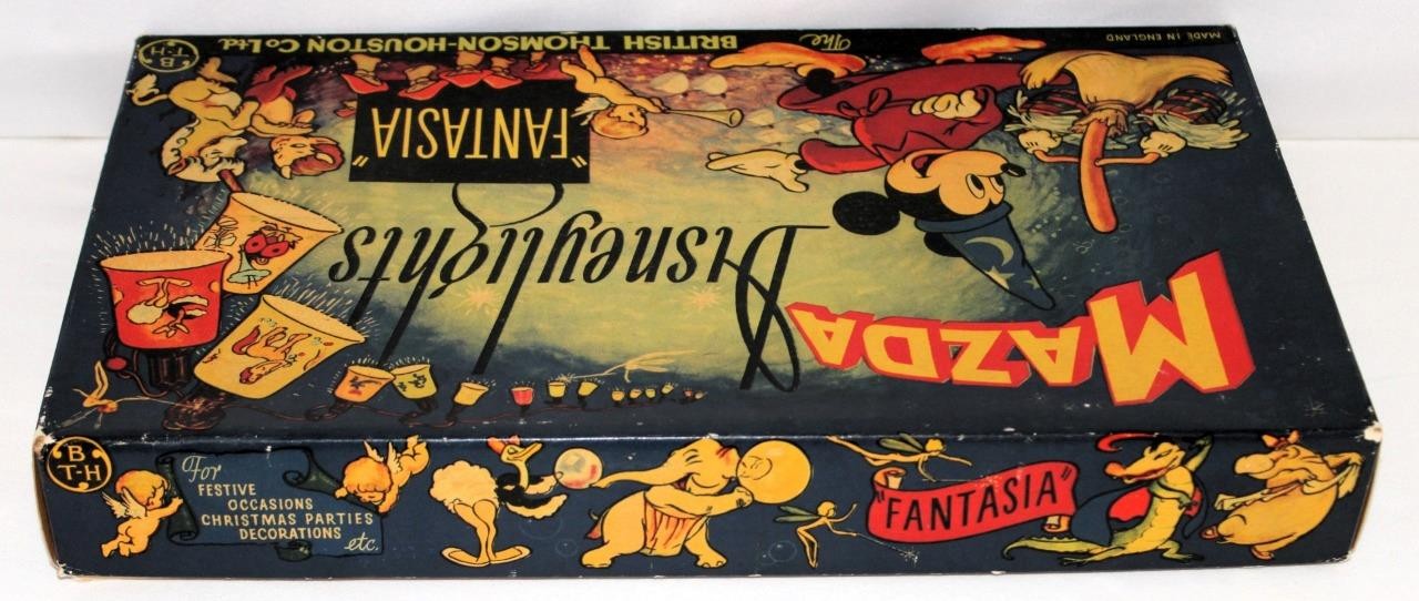 1940 "MAZDA DISNEYLIGHTS FANTASIA" BOXED CHRISTMAS LIGHT SET-MADE IN ENGLAND